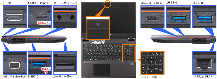G-GEARゲーミングノートパソコン, VR対応, 15.6ｲﾝﾁ, Core i7 8世代, GeForce RTX2070, 32GBﾒﾓﾘ, 512GB SSD [GLGG-01]